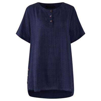Women Blouse Loose T-shirt Summer Button Short Sleeve Top