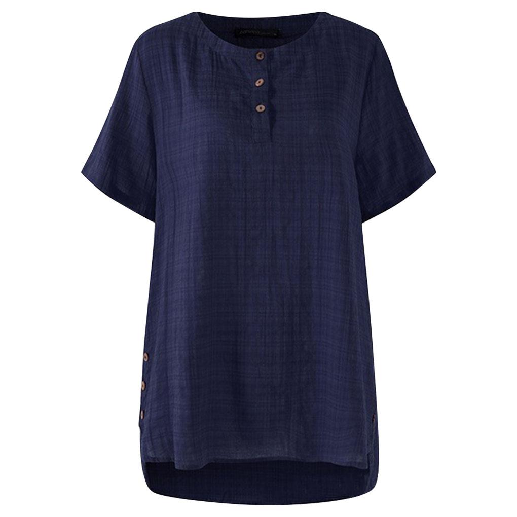 

Женская блузка, свободная футболка, летний топ с коротким рукавом на пуговицах