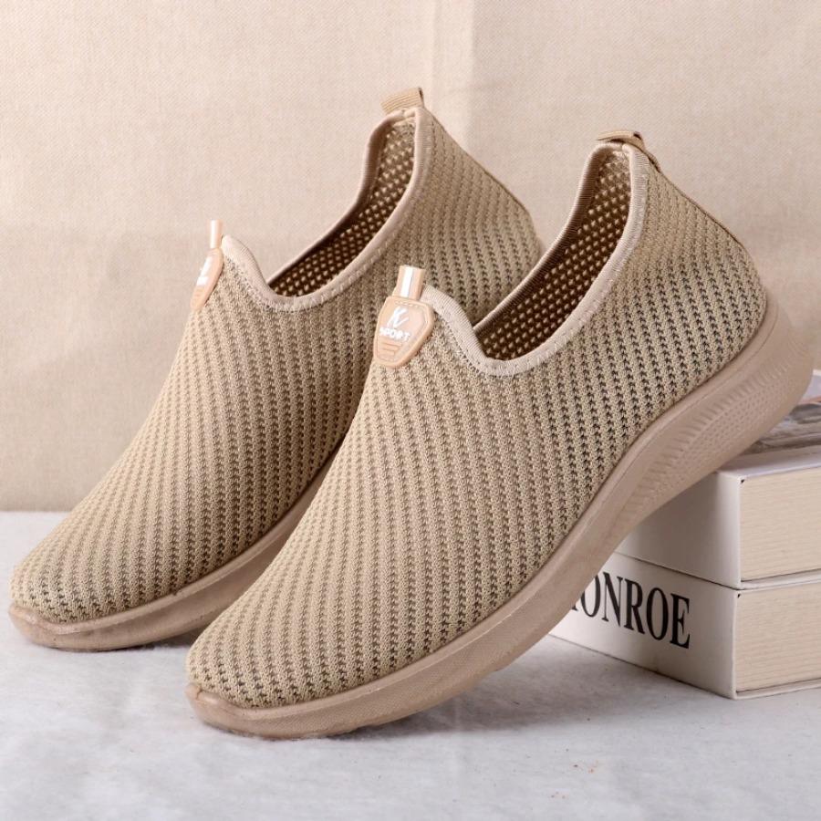 Heren Modieuze Effen Geweven Gebreide Hardloopsneakers Schoenen voor Sportliefhebbers, Lichtgewicht