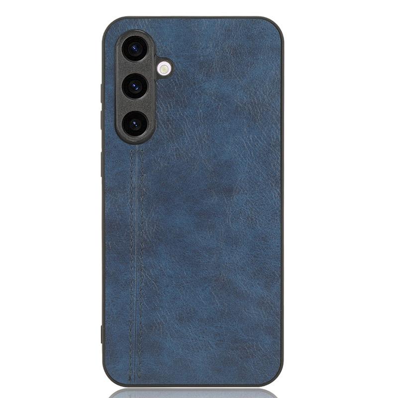 

For Samsung Galaxy S23 FE Phone Cover Stitching Line PU Leather Coated PC+TPU Protective Case Blue