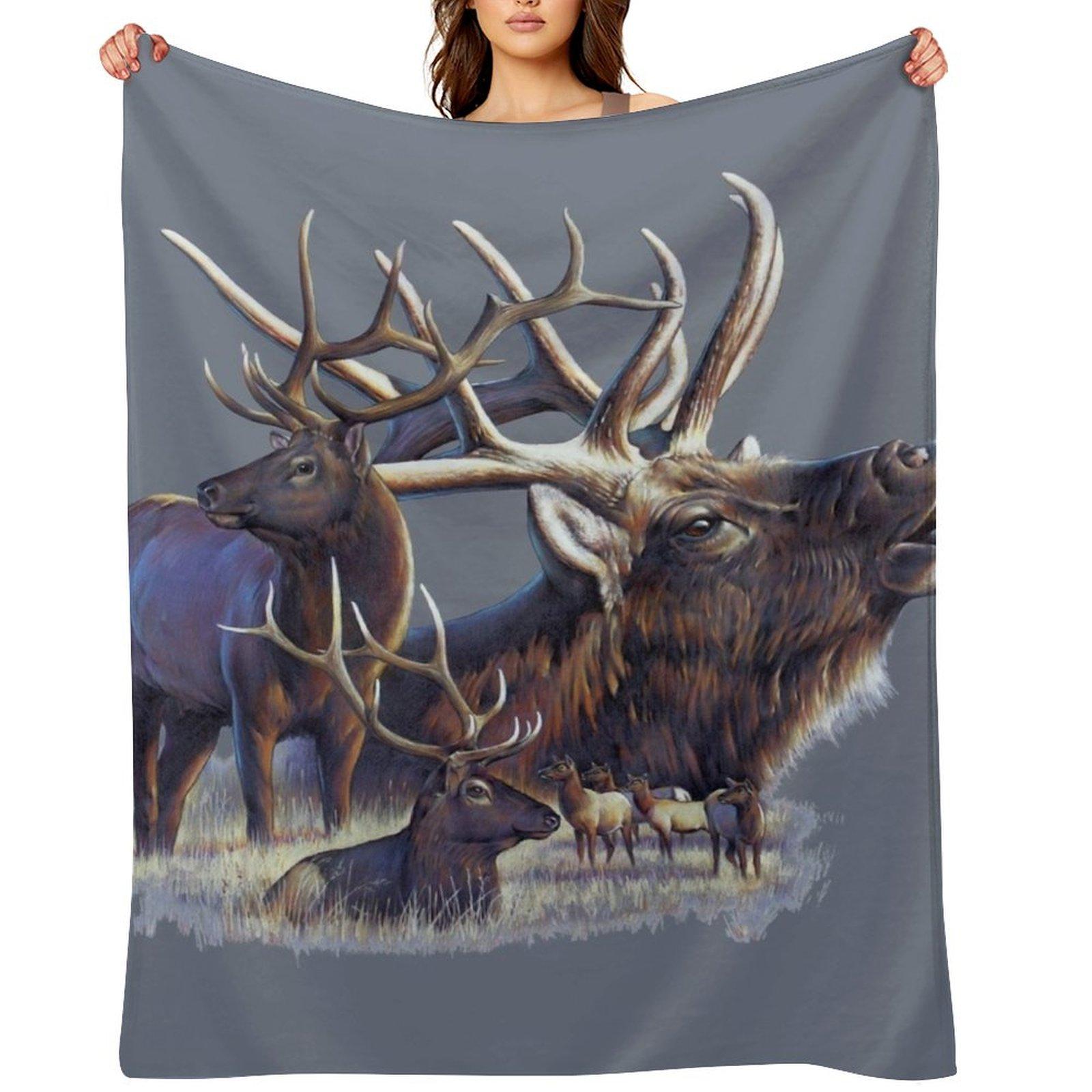 Elk Throw Blanket Plaid Soft Designers Decorative Sofas Blankets 30x40in