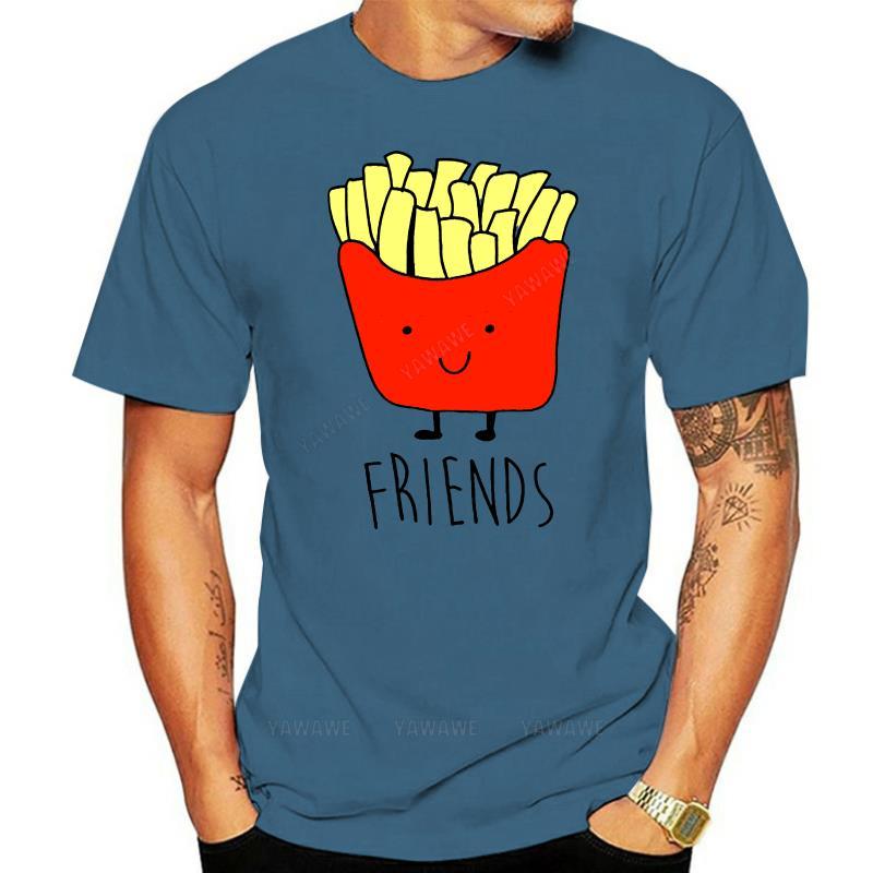 

Brand man teeshirt Summer Casual Printed T Shirt Men T Shirt Hamburger And French Fries Best Friends T Shirt Male Quality Tees 4XL