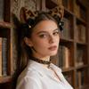 Leopard Cats Ears Headband with Bells Collar Set Cats Costumes Accessories for Women Halloween Cosplay Party Costumes