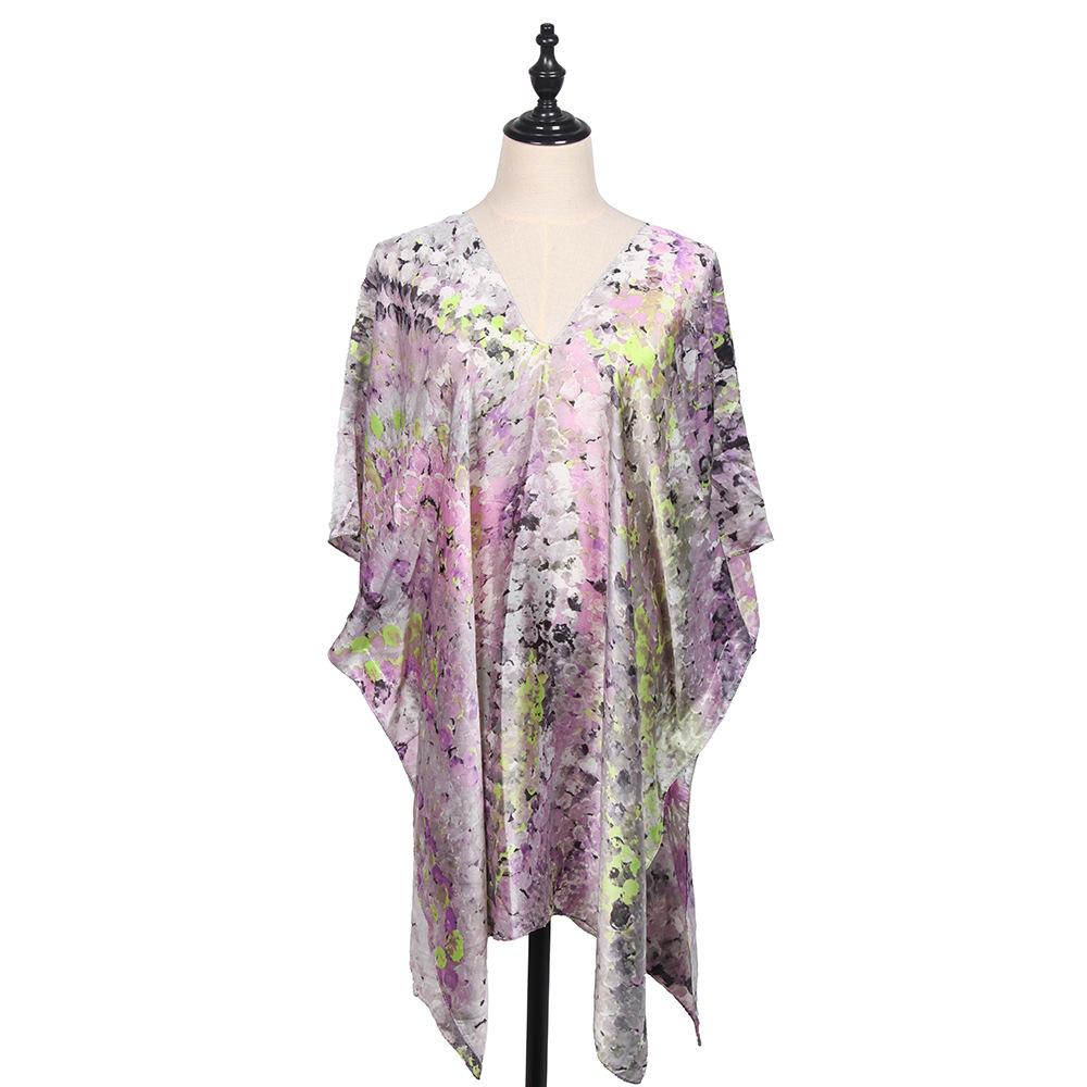 New European and American scarf women's imitation silk soft wavy polka dot shawl beach skirt