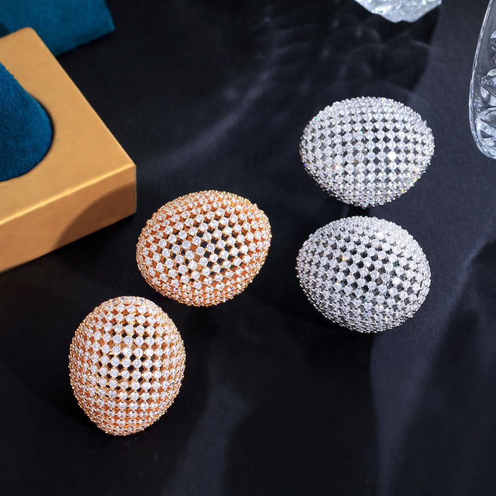 Lux Ușor Lux Stea Țigănească Zircon Micro-Incrustat Geometric Gol Inel Mare Inel Oval Diamante Complete Bijuterii