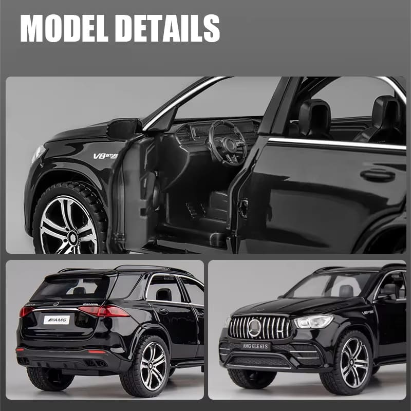 New 1:32 GLE 63S SUV Alloy Car Model Die-cast Metal Toy Off-road Car Model High Simulation Sound and Light Pull Back Collection Children Boy Gift
