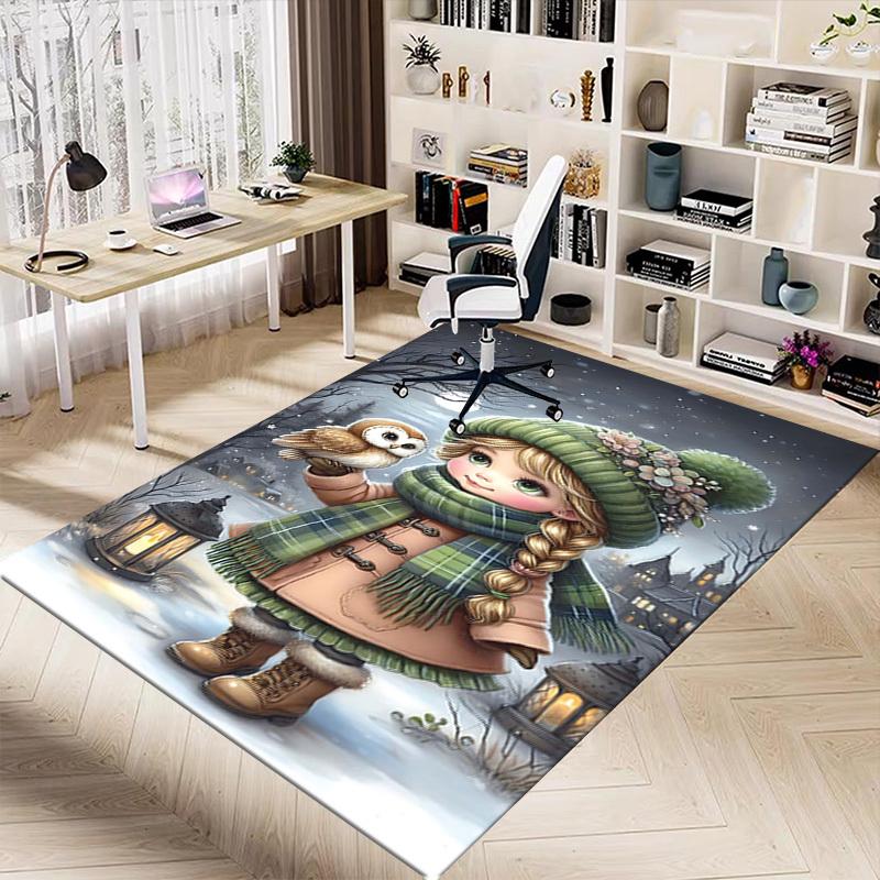 1PC girl winter Extra Large Non Slip Floor carpet, Office, family, Studio   Large Area Rug Indoor Rugs, Bold Statement Piece