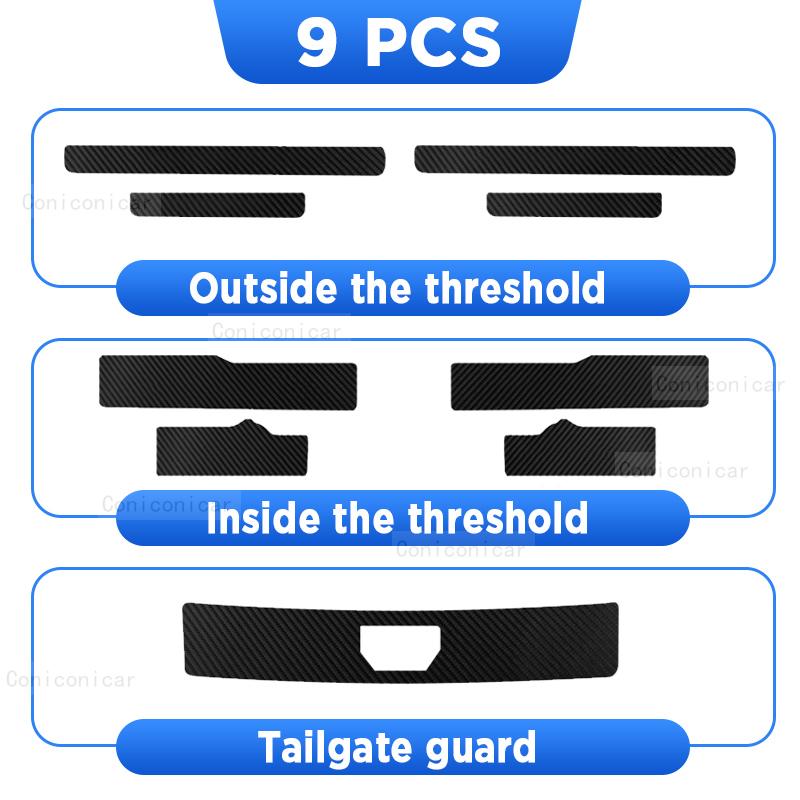 For VW ID.4X ID4CROZZ Car Door Sills Scuff Plate Threshold PU Protector Interior Imitation Carbon Fiber Sticker Accessories