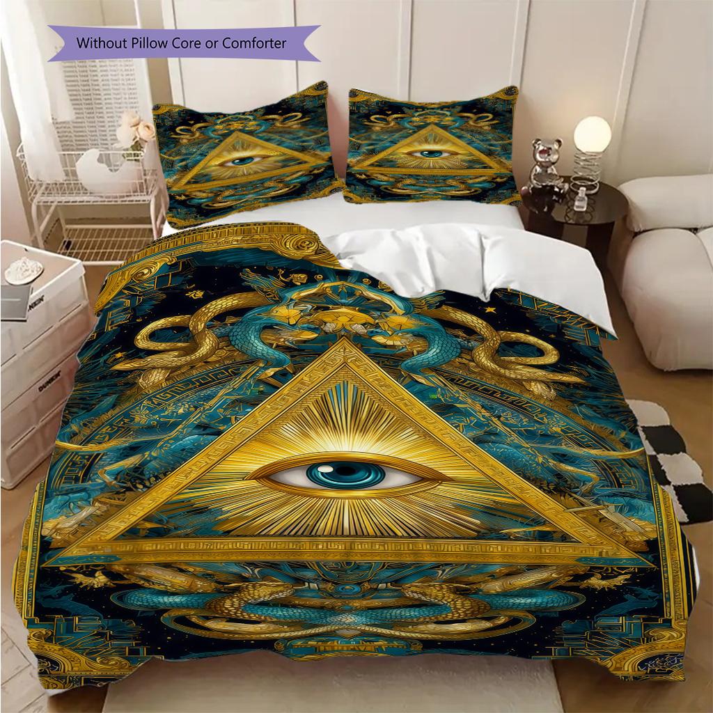The Square and Compass of Freemasonry Bedding, Duvet Cover, Pillowcase, Home Decoration, Birthday Gift (1 * Duvet Cover+2 * Pillowcase, Coreless)
