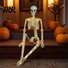 Creepy Window Display Decor 36 Inches LED Light Up Halloween Skeleton, 3FT Life Size Full Body Cemetery Themed Landscaping Posable Plastic Human Bones