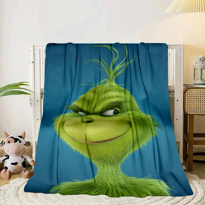 Green Monster Christmas Spirit Blanket Flannel Blanket for Bed, Sofa, Camping, Hiking, Picnic Essentials, Gift for Family Fan Gifts