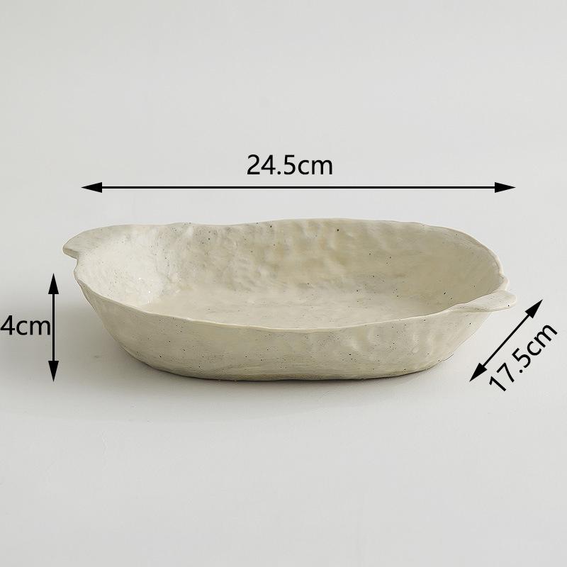 Creative Irregular Dishes and Plates Sets Vintage Hand Pinch Texture Tableware Feature Hotel Dinner Plates Dessert Bowl Home