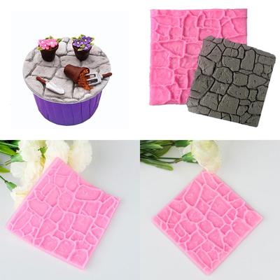 Baking Bakeware Cake Mold Rock Stone Fondant Sugar Craft 3D Castle Farm Wall Silicone Mould