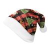 2024 Christmas Double-Sided Plush Hat with Holiday Print for Adults and Children