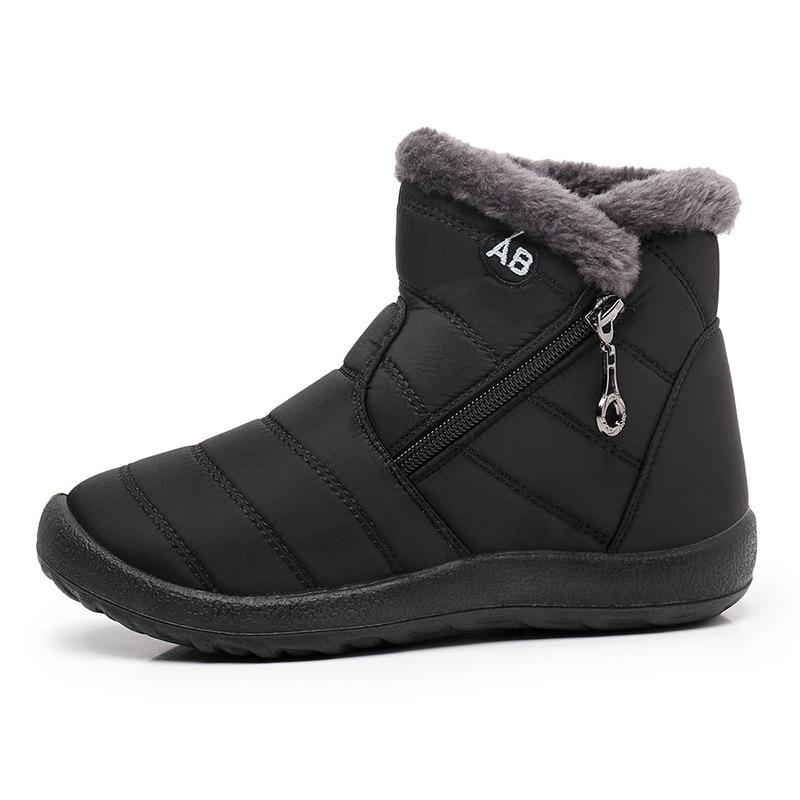 Cotton Boots Men's and Women's High-top Zipper Snow Boots Waterproof Cloth Thickened Cotton Shoes
