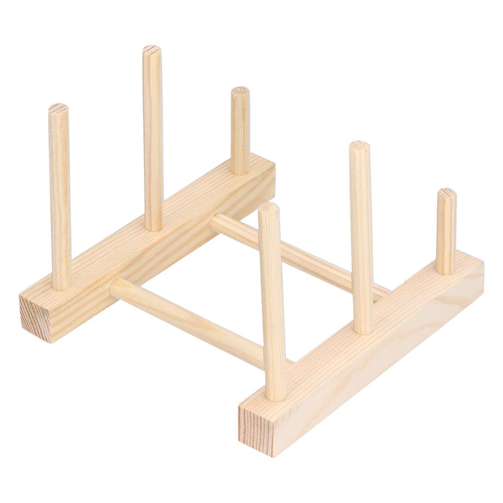 Wooden Dish Plate Drain Rack Non Defrmation Dinnerware Storage Organizer for Dish Plate Bowl Cup Pot Lid