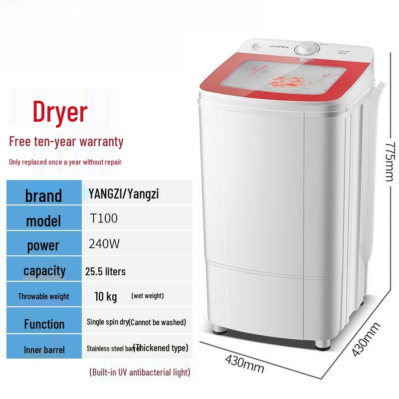 Compact Large-Capacity Spin Dryer for Quick Dehydration - Perfect for Rental Rooms