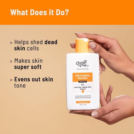 Chemist At Play Exfoliating Body Wash 473ml  | Gentle Exfoliating Shower Gel | Removes Tan & Body Acne | Men & Women