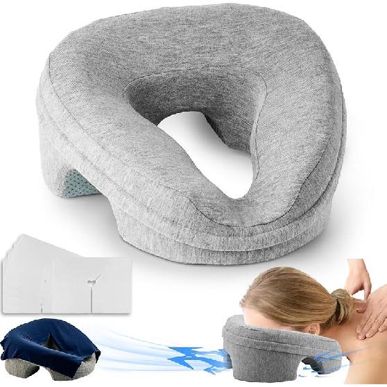 Face Down Pillow Massage Headrest for Bed, Stomach Sleeping Pillow, Face Cradle, BBL Pillow After Surgery Post Eye Surgery Recovery Equipment for серый