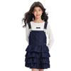 Barry Banny Denim Jumper Skirt with and Adjustable Shoulder Perfect for Fall and Size 150cm Girls' Ruffles, Pockets, Straps, Spring, (5'1")