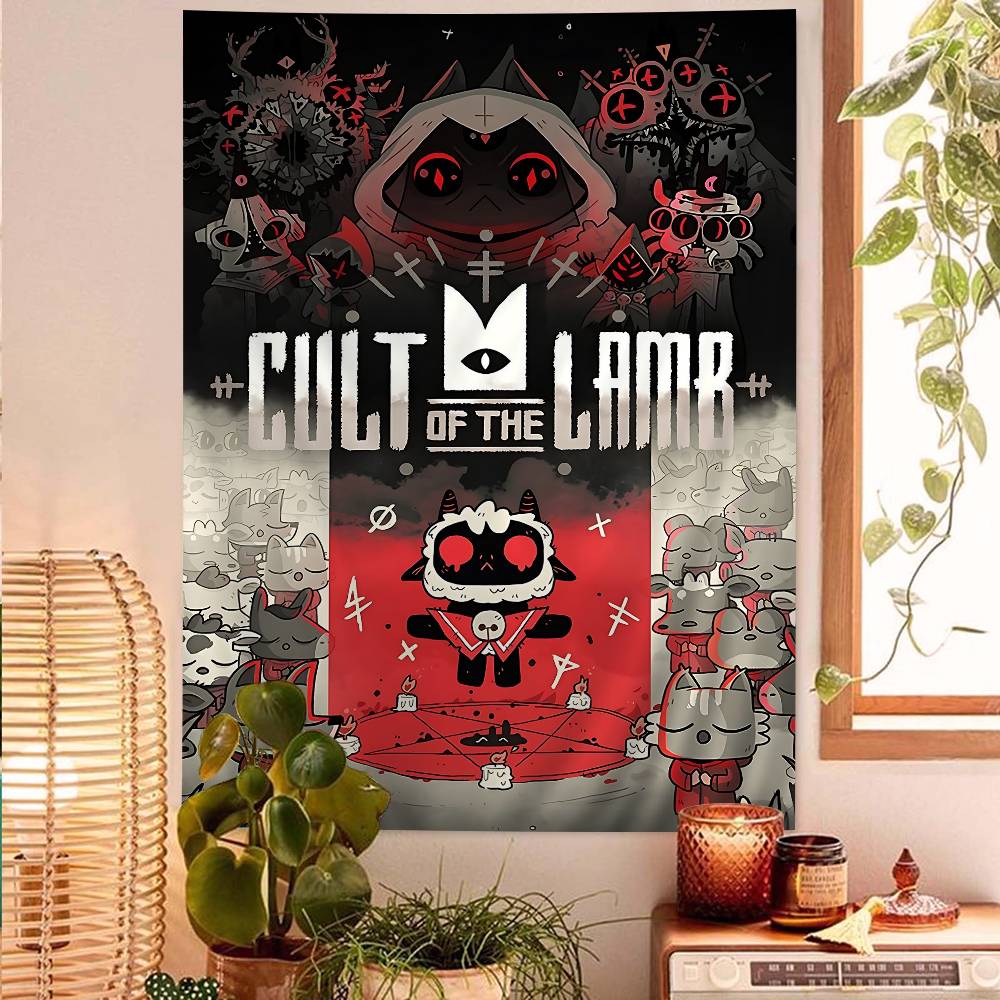 Game Cult Of The Lamb Colorful Tapestry Wall Hanging Bohemian Wall Tapestries Mandala Wall Hanging Sheets