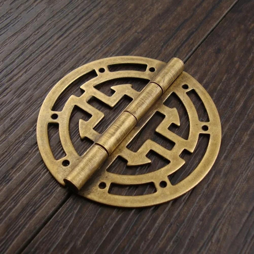 Vintage Round Brass Box Hinges Set of Two for Stylish Furniture Upgrades