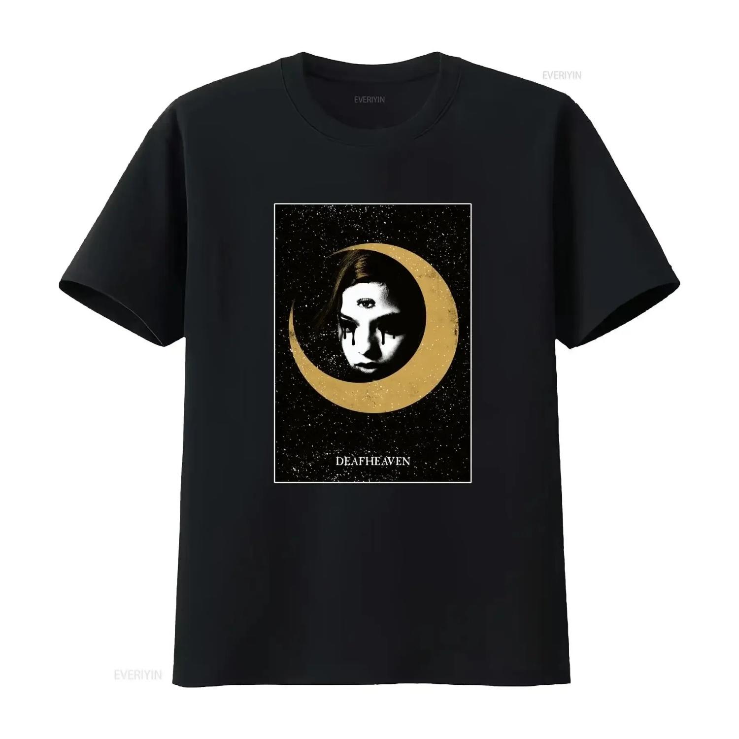 

Deafheaven Moon T Shirt vintage Washed Soft Breathable graphic streetwear Stylish Slightly Stretched Unisex S чёрный