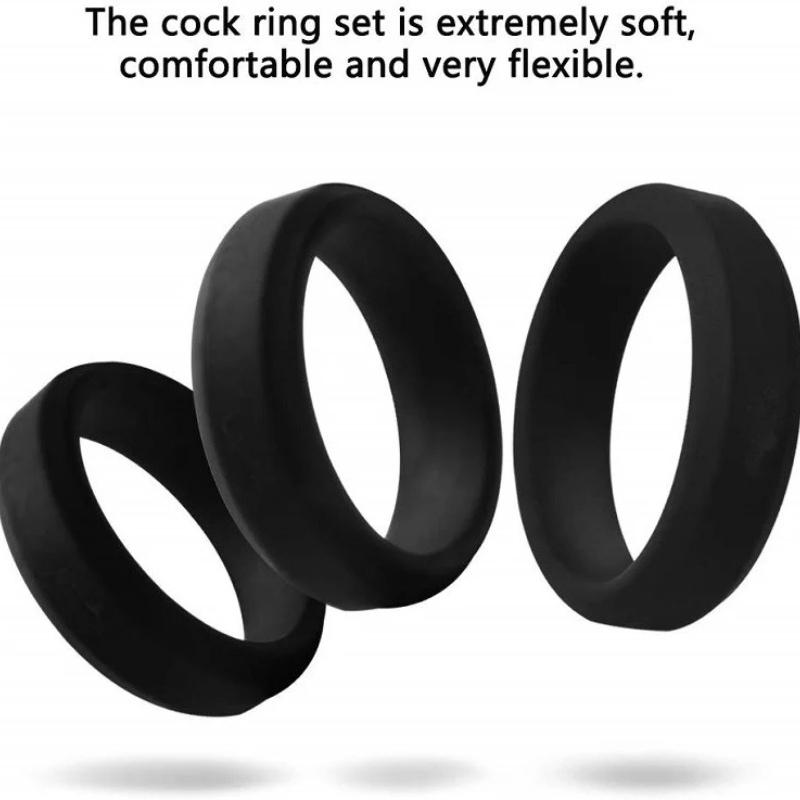 6 Different Size Cock Rings - Premium Grade Soft Silicone Penis Rings