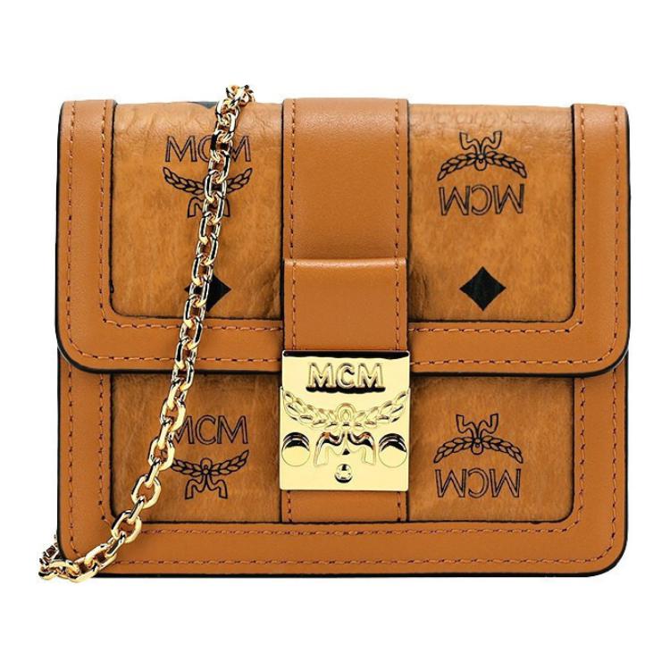 

New MCM Tracy Visetos Coated Canvas With Nappa Leather Crossbody Bags Mini Women s Brown Cognac MYLBSXT01CO001 10.9*5.1*8.9CM