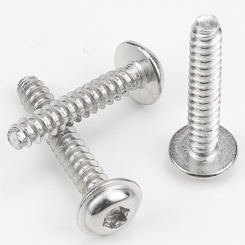 304 Edelstahl Selbstschneidende Schrauben, Pflaumenblüten-Schlitz, Unterlegscheiben-Flachkopf, Größen M3/M4/M5