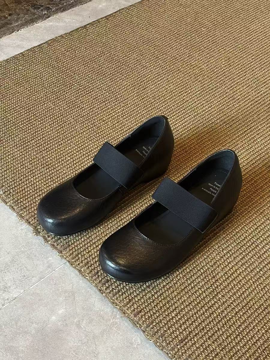 

Sheepskin version~ Advanced ballet style with Mary Jane shoes women s simple design inner height increase round head small leather shoes 35