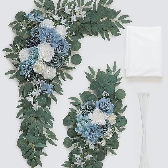 Cortina de arco artificial gaze chiffon simulação flor três peças decoração para festa de casamento