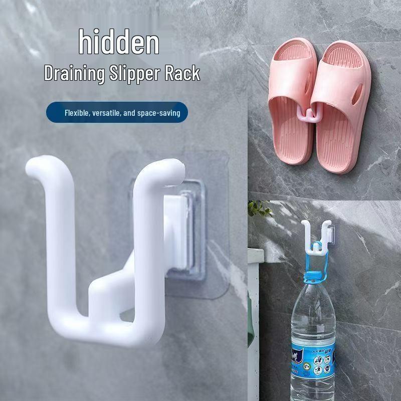 Wall-Mounted Bathroom Slipper Rack - No-Punch Shoe Storage and Drying Hook