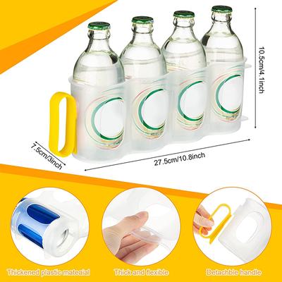 LMETJMA Portable Soda Can Organizer for Refrigerator Plastic Beer Can Racks with Removable Handle Freezer Beverage Can Holder JT