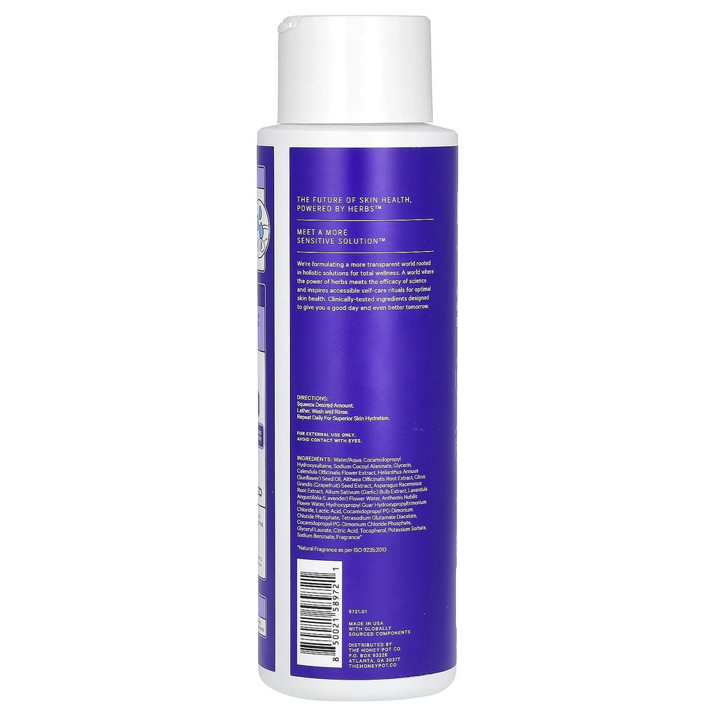 The Honey Pot Company Body Cleanser with Hydrating Herbs, Lavender & Chamomile, 15 Fl Oz (443 Ml)
