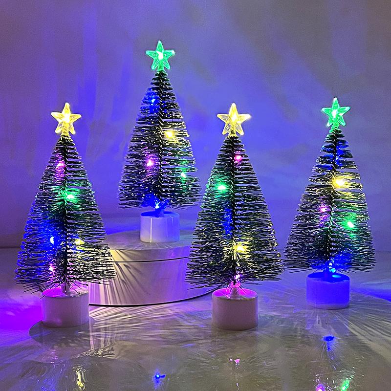 1/3 peças Luminosa Árvore de Natal Mini Enfeites de Mesa Decoração de Natal para Casa Ano Novo Presentes para Festa de Natal Suprimentos
