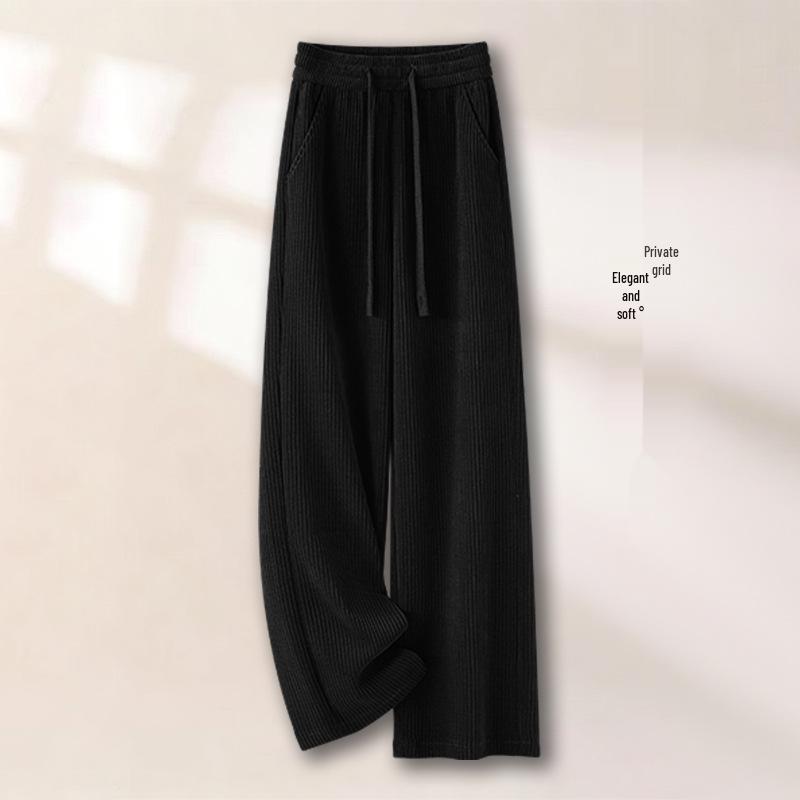 Corduroy Wide-Leg High-Waisted Pants for Women - Ribbed, Loose, Velvet-Feel, Seasonal Wear 2025.