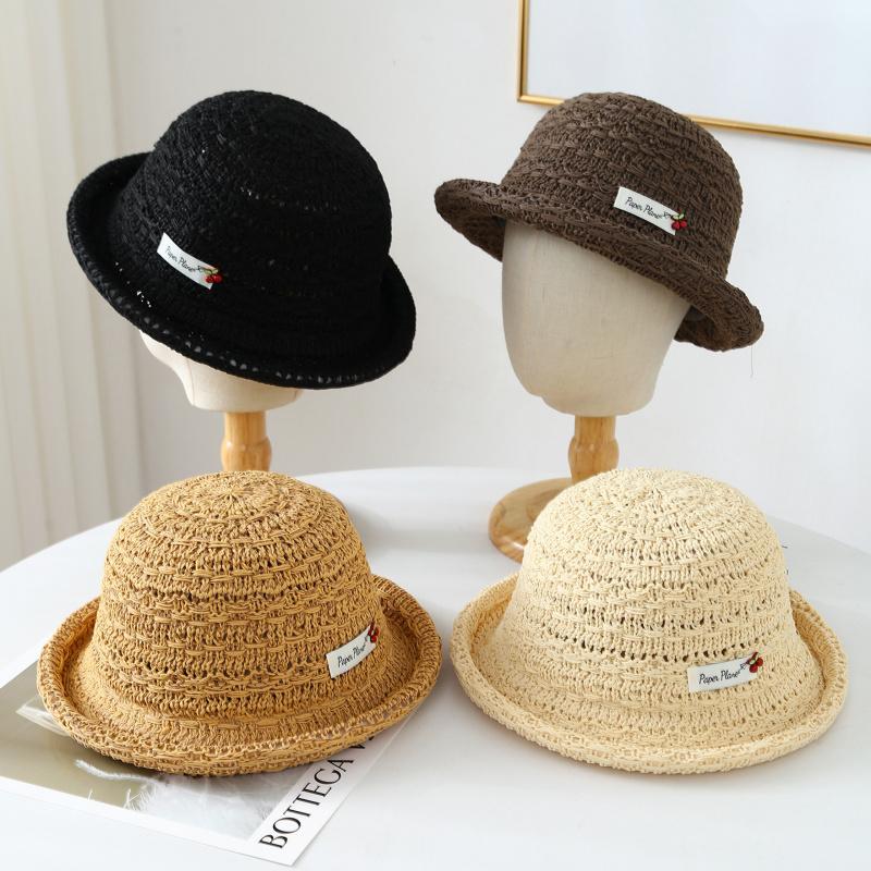 Women Knit Fisherman Bucket Hat with Cherry Spring Summer Windproof Casual Ladies Cap New