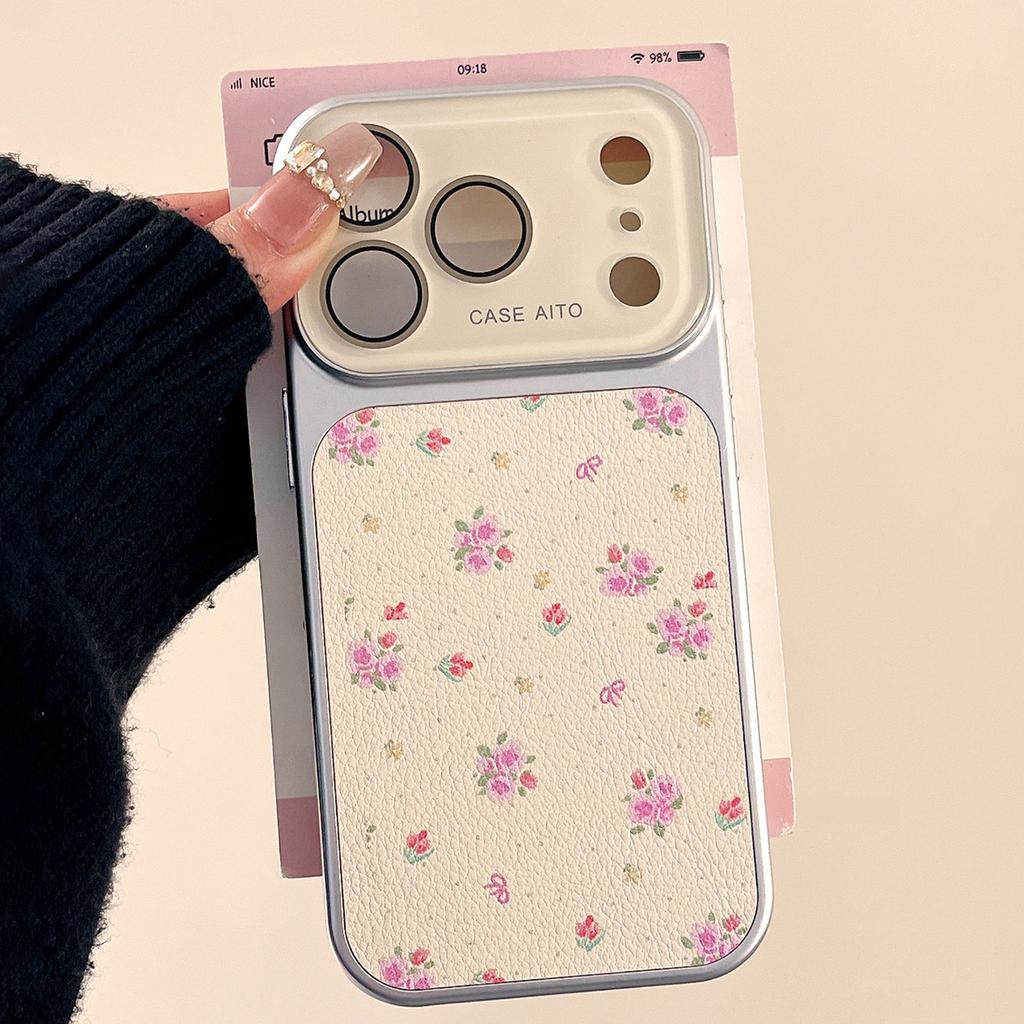 Ins Flower Large Window Phone Case for For Iphone 17 16 Pro Max 14 1 13 Camera Film Protector Shockproof Ultra Slim Cover