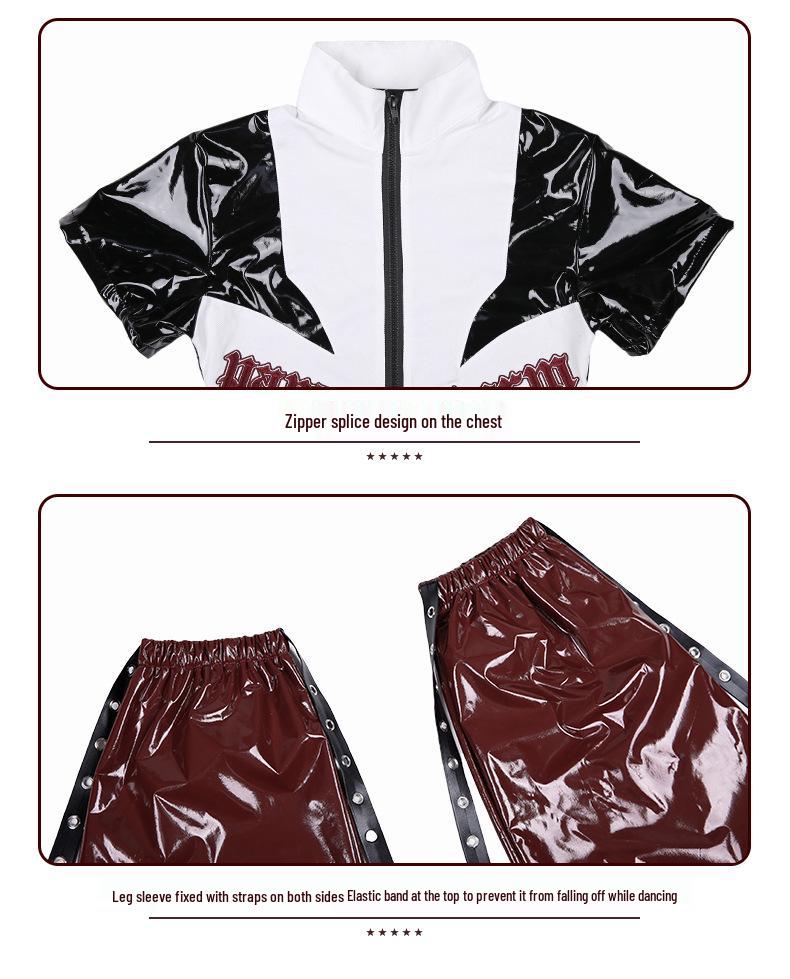 Trendy Jazz Dance Costume: Shiny Jacket and Pants Suit for Girls - Perfect for Street Dance Performances.