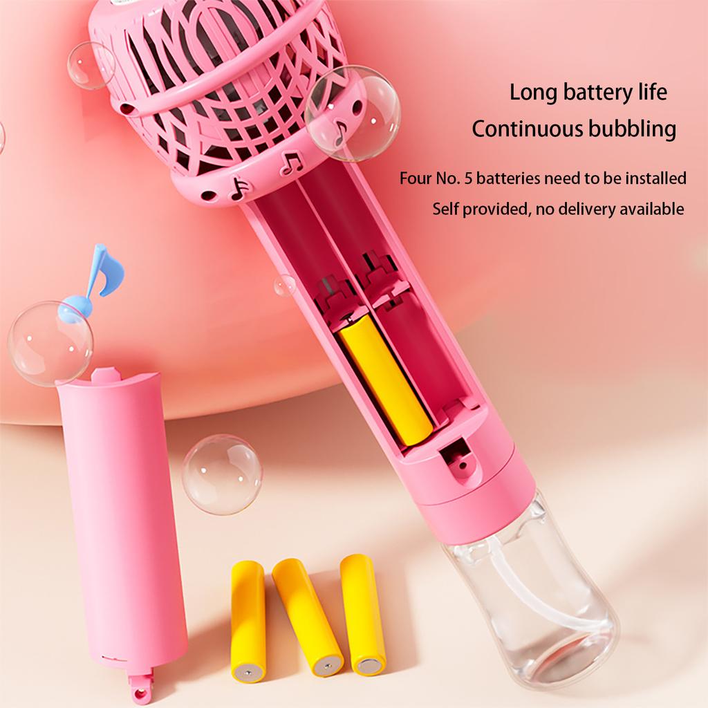 Microphone Bubble Stick Fully Automatic Electric Bubble Blowing Machine, Comes With Battery, Outdoor Bubble Blowing Toy