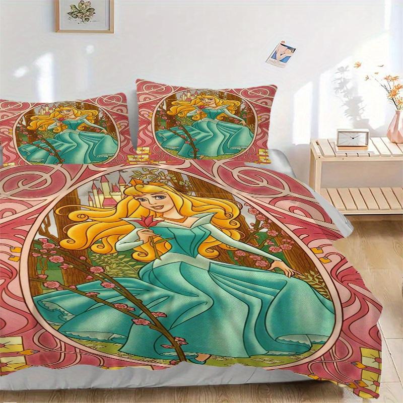 

3 шт. Постельное белье с дизайном принцессы Диснея Аврора: 1 мягкое пододеяльник + 2 наволочки, Машинная стирка, Подходит для всех сезонов, B029 135x200cm