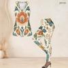 Women Plus Size Two Piece Set Scoop Neck Sleeveless Floral Printed Longline Tank Top Fitted Pants