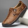 Men's Spring and Autumn Casual Shoes, Men's Large Bean Shoes, Hand Sewn Leather Shoes