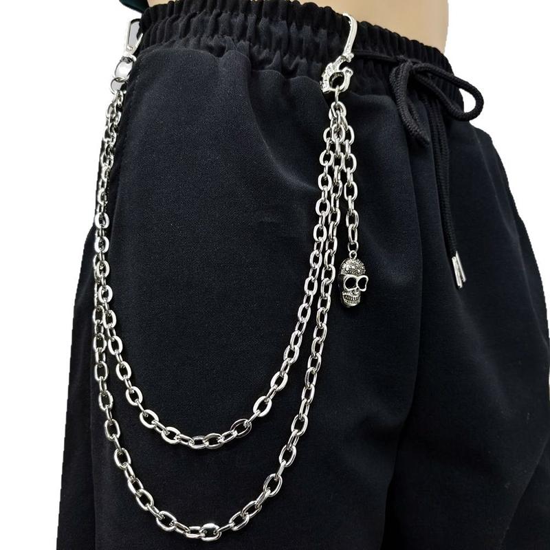 Punk Metal Spider Web Skeleton Pendant Waist Chain Multilayer Jeans Chain Hip-Hop Pants Chain Clothing Accessories Gifts