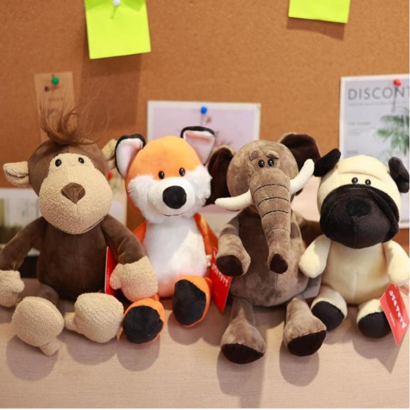 1 Piece 25Cm Soft Dolls Jungle Lion Elephant Tiger Dog Fox Monkey Deer Stuffed Plush Forest Animals Kids Toys Children Gift