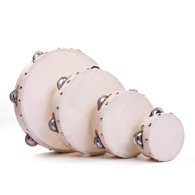 4/6/7/8/10inch Tambourine Sheepskin Drum Skin Handheld Drum Single Row Tambourine  Dance Concerts