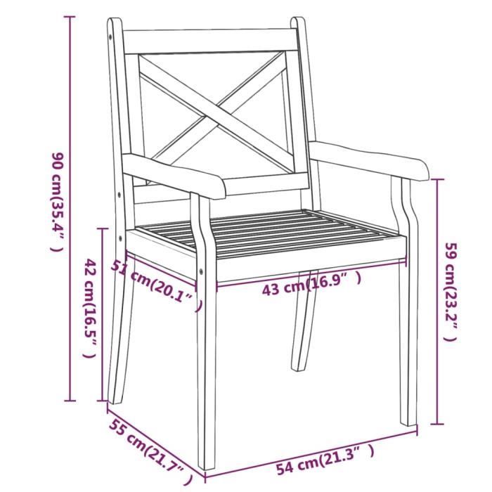 3098661 vidaXL Chaises à dîner d'extérieur 6 pcs Bois d'acacia massif