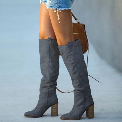 New Style Popular Women Fashionable Casual Vintage Retro Long Knee-high Cowboy Boots Square Heel Shoes Boots Woman Zapatos Mujer