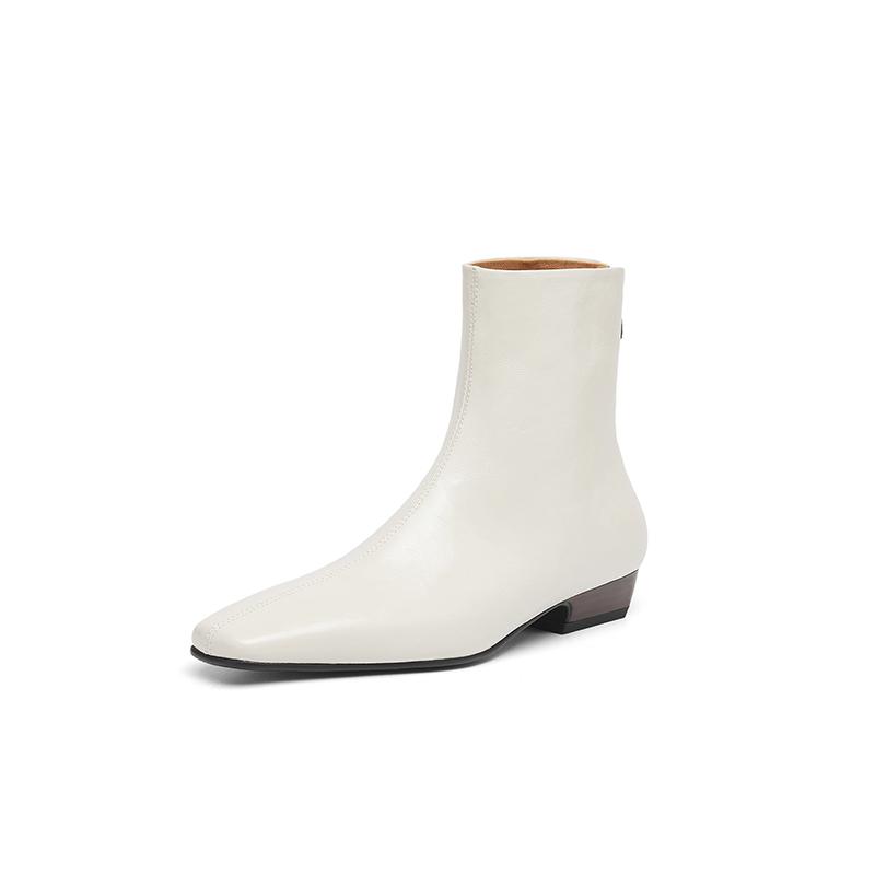 Mote 2025 Nye Høst Dame Støvletter Firkantet Tå Lav Hæl Støvletter for Damer Delt Skinn Dame Sko Retro Vinter Ankelstøvletter Damesko